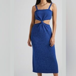 Express Blue Knit Cutout Midi Dress • Size S • NWT